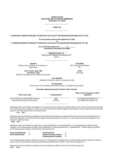 Vorschaubild HighPeak Energy 10-Q Quartalsbericht 2022 
