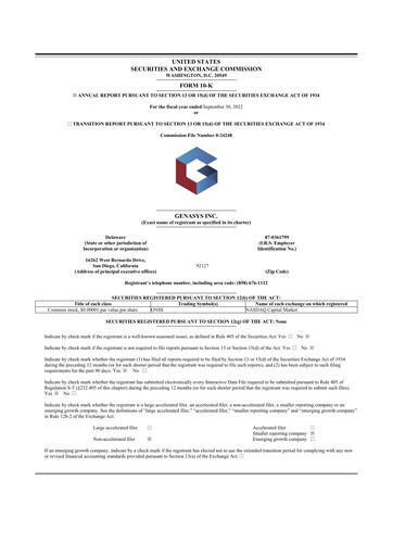 Thumbnail Genasys 10-K Annual Report 2022