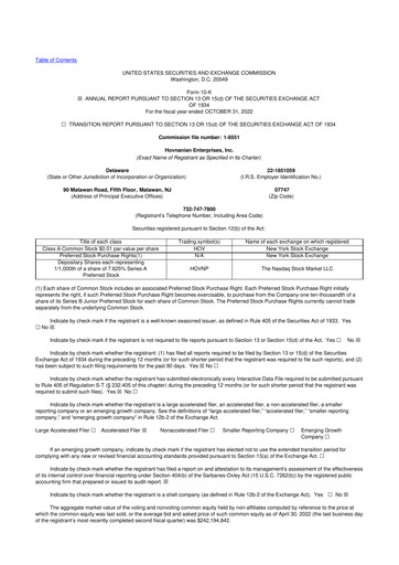 Thumbnail Hovnanian Enterprises
 10-K Annual Report 
