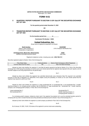 Vorschaubild Insteel Industries 10-Q Quartalsbericht  