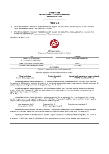 Miniature LSI Industries 10-Q Rapport trimestriel 2023 