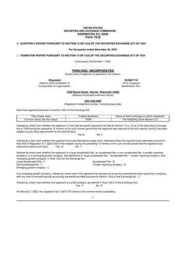Thumbnail Twin Disc
 10-Q Quarterly Report FY 