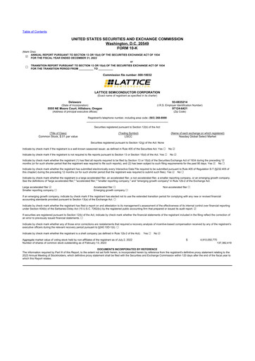 Thumbnail Lattice Semiconductor 10-K Annual Report 2022