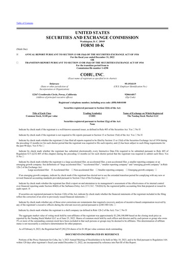 Thumbnail Cohu 10-K Annual Report 2022