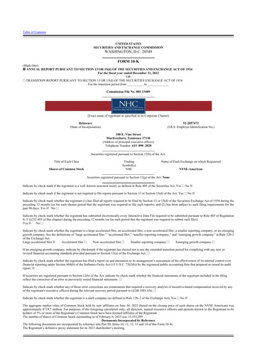 Thumbnail National Healthcare
 10-K Annual Report 2022