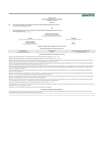 Thumbnail Granite Construction
 10-K Annual Report 2022