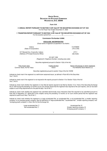 Thumbnail Escalade Sports 10-K Annual Report 