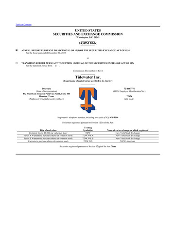 Thumbnail Tidewater 10-K Annual Report 2022