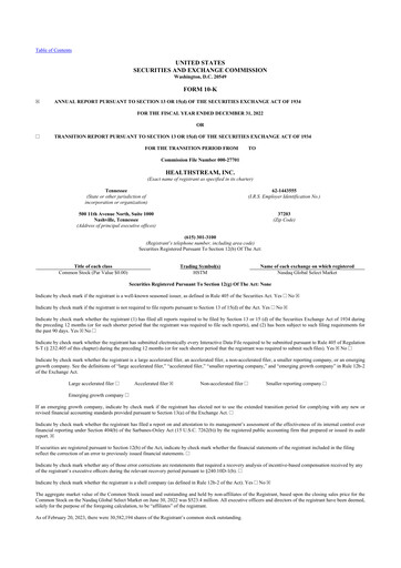 Thumbnail HealthStream 10-K Annual Report 2022