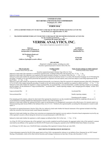Thumbnail Verisk Analytics 10-K Annual Report 2022