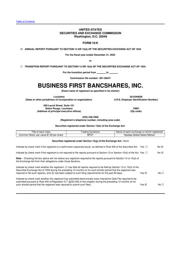 Vorschaubild Business First Bancshares 10-K Jahresbericht 2022