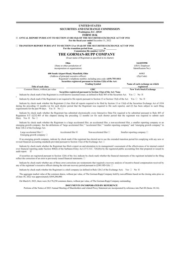 Thumbnail Gorman-Rupp 10-K Annual Report 2022