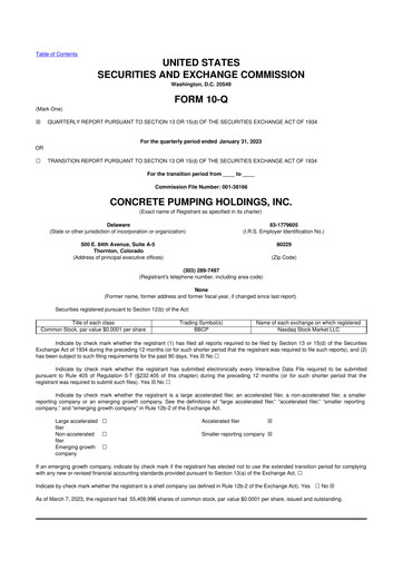 Vorschaubild Concrete Pumping Holdings 10-Q Quartalsbericht 2023 
