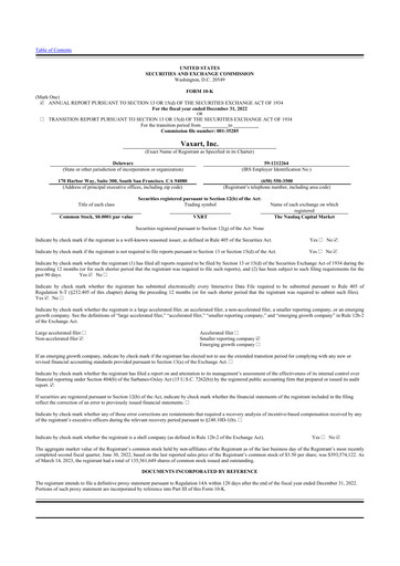 Miniature Vaxart 10-K Rapport annuel 2022