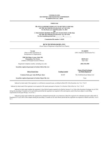 Thumbnail RCM Technologies 10-K Annual Report 2022