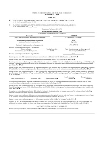 Thumbnail First Northwest Bancorp 10-K Annual Report 2022