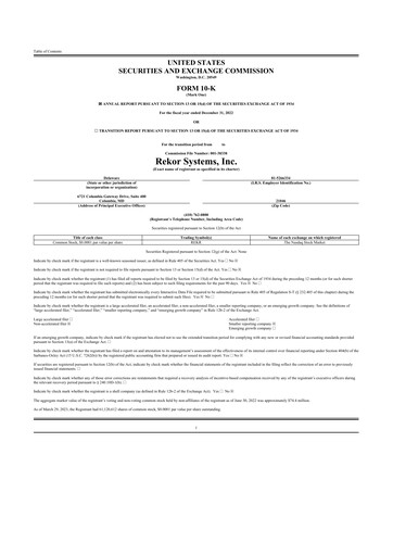 Thumbnail Rekor Systems 10-K Annual Report 2022