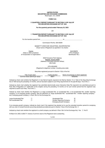 Thumbnail Bassett Furniture 10-Q Quarterly Report FY2023 