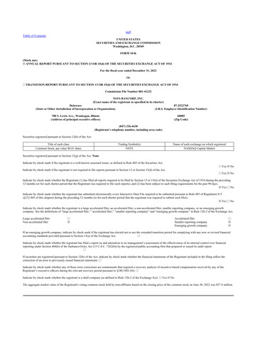 Thumbnail NSTS Bancorp 10-K Annual Report 2022