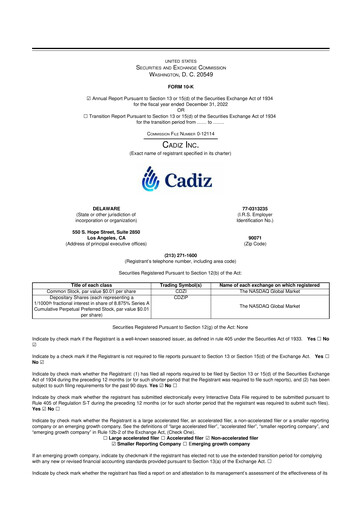 Thumbnail Cadiz Inc. 10-K Annual Report 2022