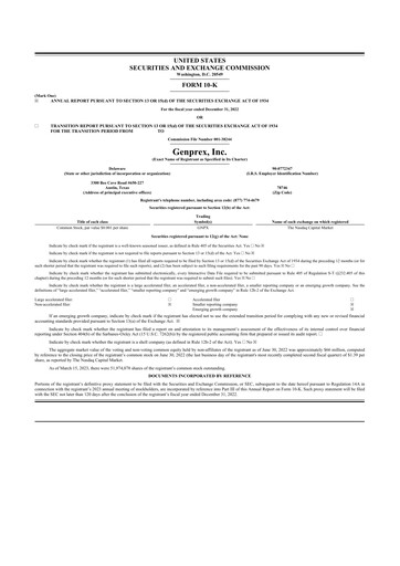 Thumbnail Genprex 10-K Annual Report 2022