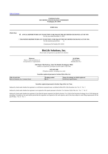 Thumbnail Biolife Solutions
 10-K Annual Report 2022