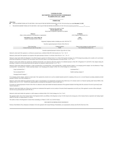 Thumbnail SPAR Group 10-K Annual Report 2022