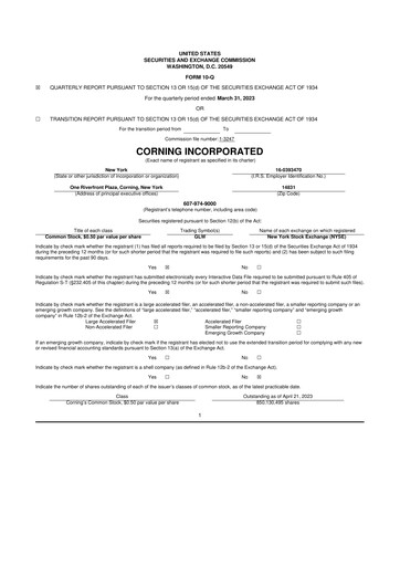 Thumbnail Corning 10-Q Quarterly Report FY2023 