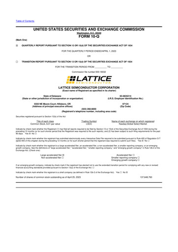 Vorschaubild Lattice Semiconductor 10-Q Quartalsbericht 2023 