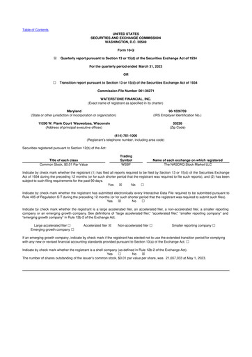 Thumbnail Waterstone Financial 10-Q Quarterly Report FY2023 