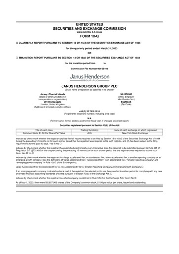 Thumbnail Janus Henderson
 10-Q Quarterly Report FY2023 