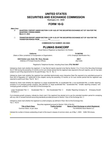 Miniature Plumas Bancorp 10-Q Rapport trimestriel 2023 