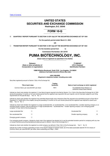 Thumbnail Puma Biotechnology 10-Q Quarterly Report FY2022 
