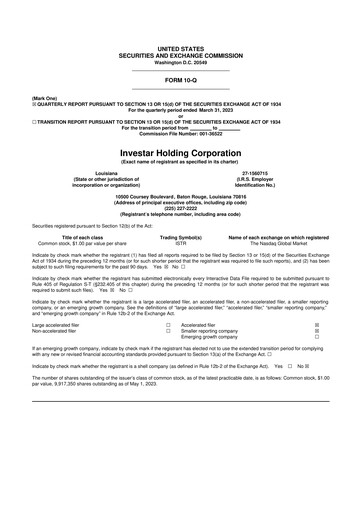 Thumbnail Investar Holding
 10-Q Quarterly Report FY2023 