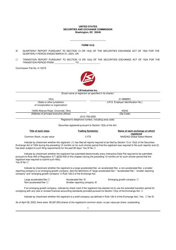 Miniature LSI Industries 10-Q Rapport trimestriel 2023 
