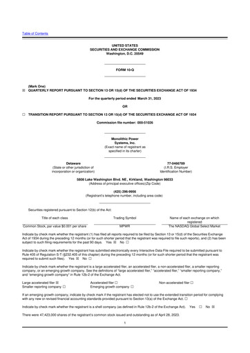 Thumbnail Monolithic Power Systems 10-Q Quarterly Report FY2022 