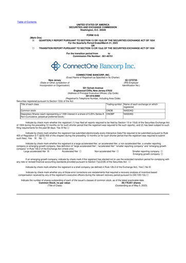 Thumbnail ConnectOne Bancorp 10-Q Quarterly Report FY2023 