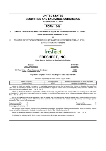 Thumbnail Freshpet 10-Q Quarterly Report FY2023 