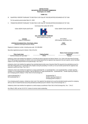 Thumbnail Hallador Energy Company
 10-Q Quarterly Report FY2023 