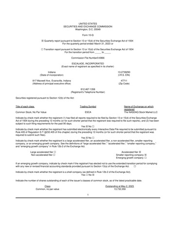 Thumbnail Escalade Sports 10-Q Quarterly Report FY 