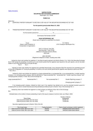 Thumbnail Rush Enterprises
 10-Q Quarterly Report FY2023 