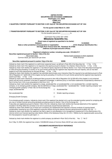 Vorschaubild Milestone Scientific 10-Q Quartalsbericht 2023 