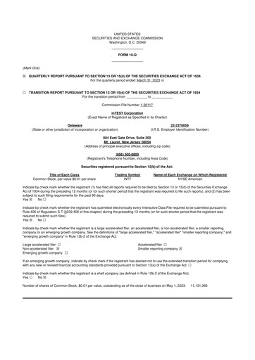 Vorschaubild inTEST Corporation 10-Q Quartalsbericht 2023 