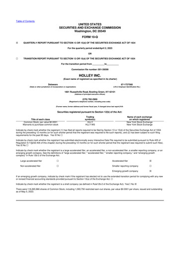 Vorschaubild Holley 10-Q Quartalsbericht 2023 