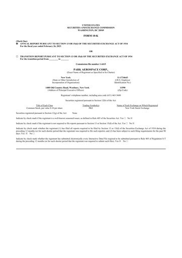 Thumbnail Park Aerospace 10-K Annual Report 