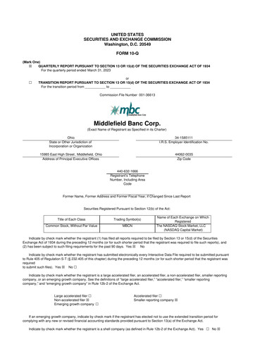 Thumbnail Middlefield Banc
 10-Q Quarterly Report FY2023 