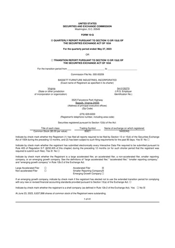 Thumbnail Bassett Furniture 10-Q Quarterly Report FY2023 