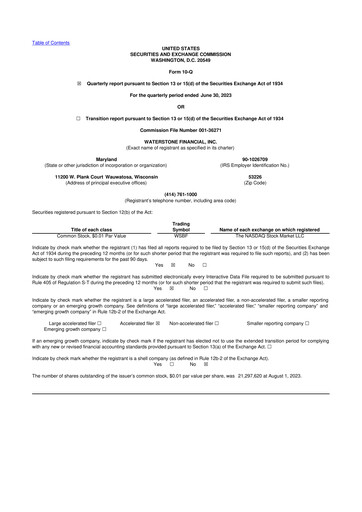 Thumbnail Waterstone Financial 10-Q Quarterly Report FY2023 