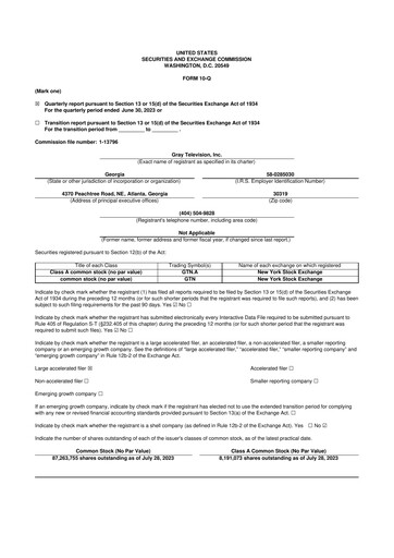 Thumbnail Gray Media
 10-Q Quarterly Report FY2023 