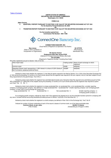 Thumbnail ConnectOne Bancorp 10-Q Quarterly Report FY2023 